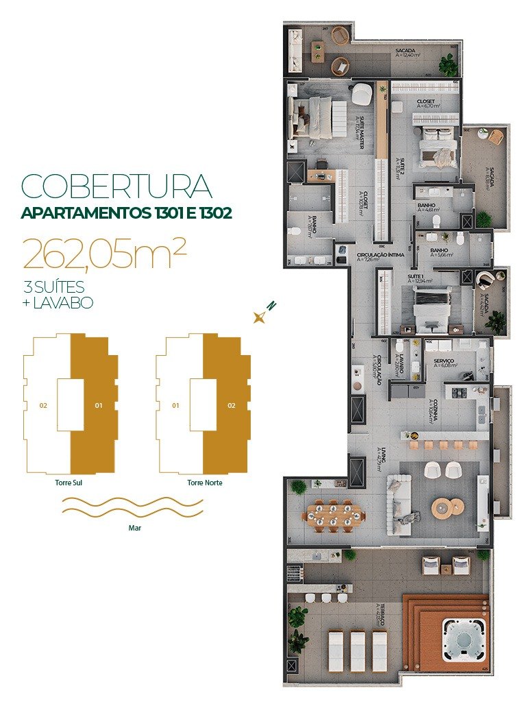 Planta do apartamento 1301